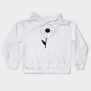 Black and White Daisy Flower Kids Hoodie